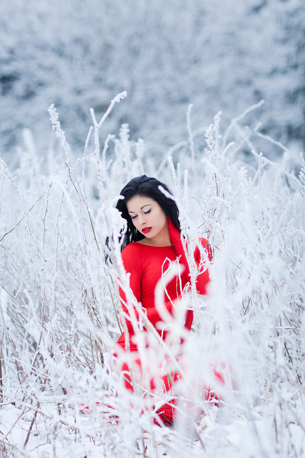 Foto zum Blogartikel - Rotes Kleid im Schnee
